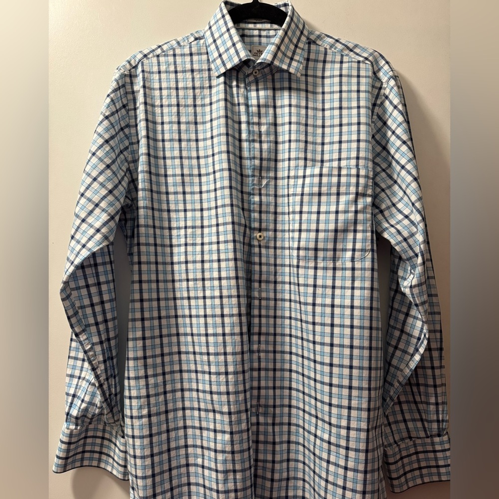 Peter Miller Blue and White Checkered Men's Shirt Medium